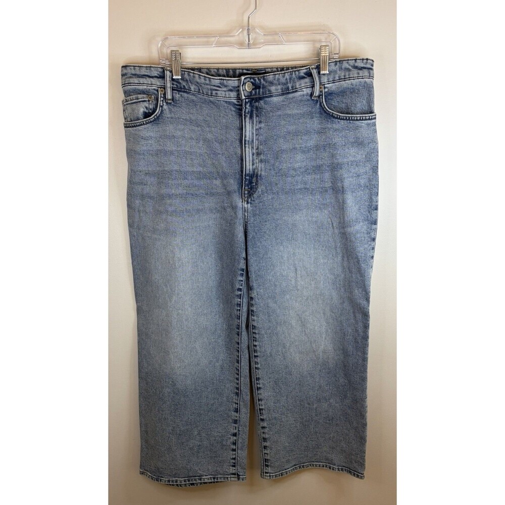 LAUREN RALPH LAUREN Cropped Wide Leg Jeans Women 16W Light Wash Denim High Rise